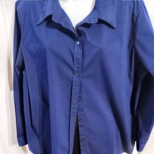 Womens Navy Long Sleeve Top Button up Size XXL 20